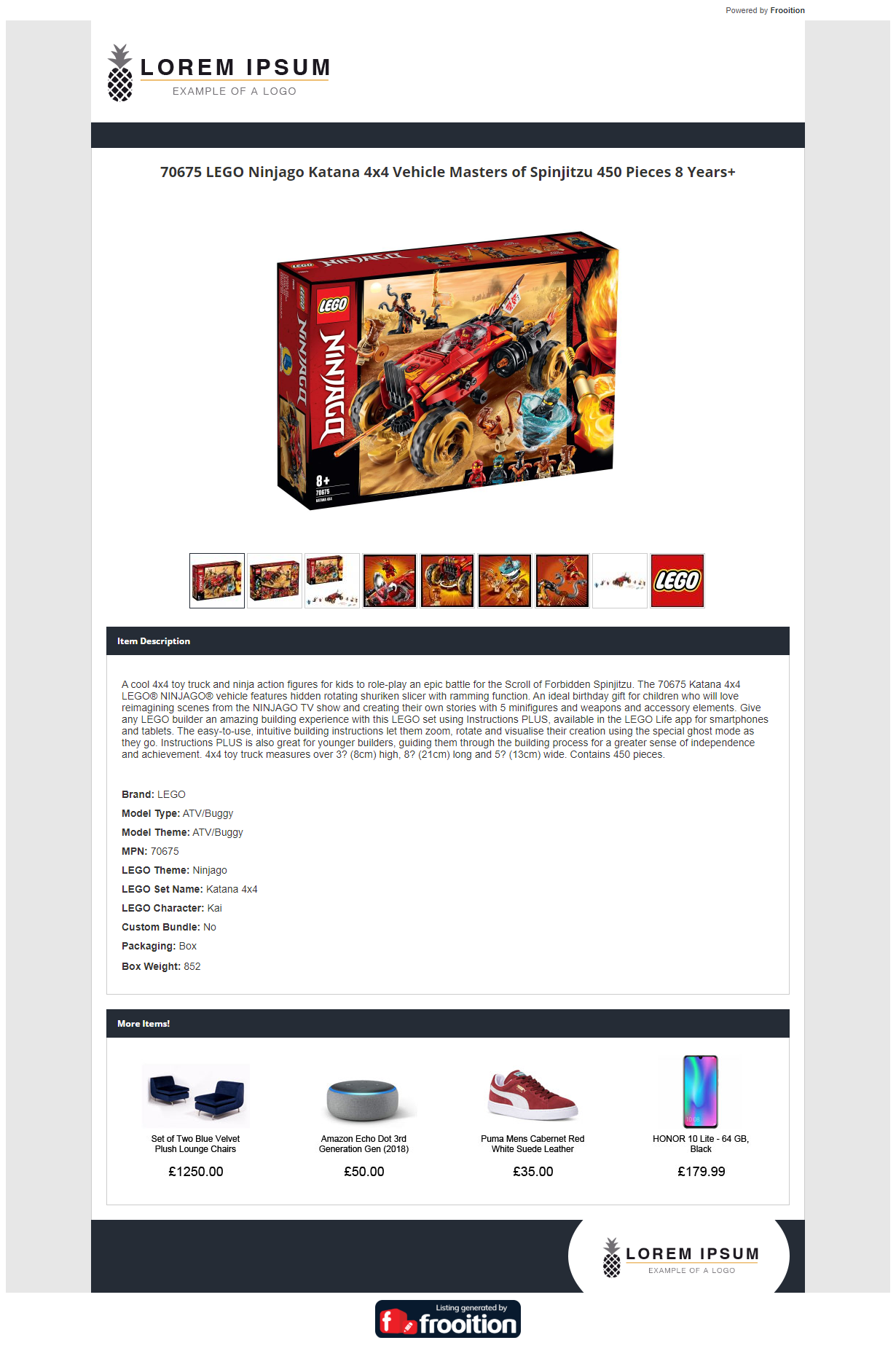 Free eBay listing template - Universal Layout design by Frooition